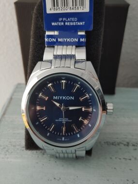 MIYKON Silver Stainless Steel Watch with Blue Dial, X2F14-1230